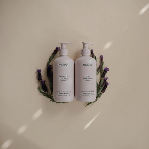 13.53 oz mushie Baby Organic Body Lotion | Moisturize, Soothe, and Hydrates Dry Skin | Made in Denmark, fl (Lavender)