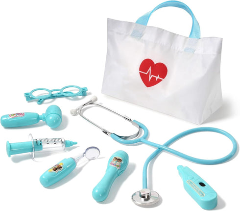 Kids Doctor Kit, 8 Pieces Playset with Medical Storage Bag & Real Stethoscope for Toddler Boys Girls Aged 3-6