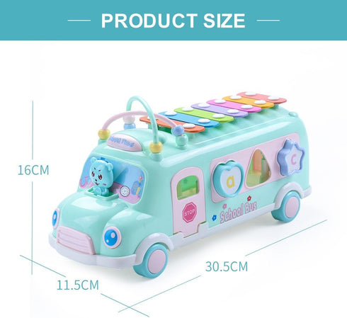 5-in-1 1 6-12-18 1st Hammer Baby School Bus Xylophone Toys for Year Old Girl Gifts, Educational Baby Toy Month