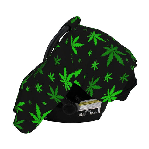 Zhbvncp Green Weed Leafs Baby Car Seat Cover & Breastfeeding Nursing Cover - Breathable Stretch Fabric Multi-Use