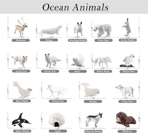 18PCS Arctic Animal Figures, Realistic Polar Animal Toys for Kids with Ocean Sea Animal Figurines
