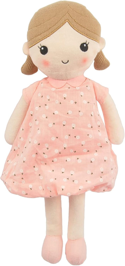 Linzy Toys, Soft Plush Light Pink Blue Emily Rag Doll for Girl,