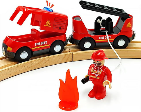 DSHMIXIA Set Set 3-5 Sets 3-4-7 Magnetic Trains Cars Wooden Train Track Accessories Fire Truck Train for Toddlers
