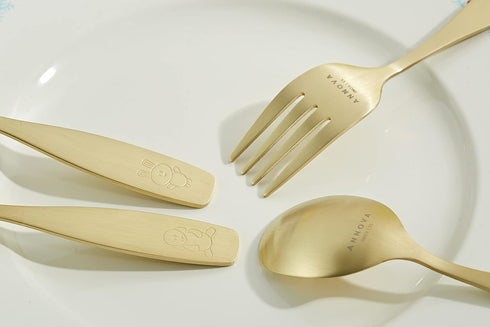 ANNOVA Kids Silverware Set, Stainless Steel Safe Flatware for Children, Forks, Tablespoons, Toddler Utensils (Gold, 6)