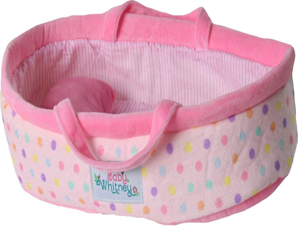 Pastel Polka Dot Baby Doll Bed 15" | Soft Doll Carrier, Baby Doll Bassinets, Play Baby Doll Carrier, Dolls Bassinets