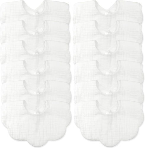 Baby Drool Bibs for Unisex Girls Boys 12 Pack Baby Muslin Bibs
