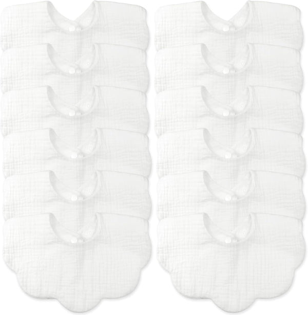 Baby Drool Bibs for Unisex Girls Boys 12 Pack Baby Muslin Bibs