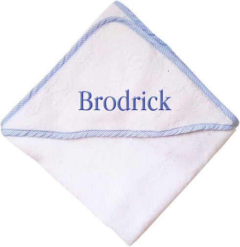 Fastasticdeal Custom Embroidered Personalized Cotton White w/Blue Bath Baby Hooded Towel
