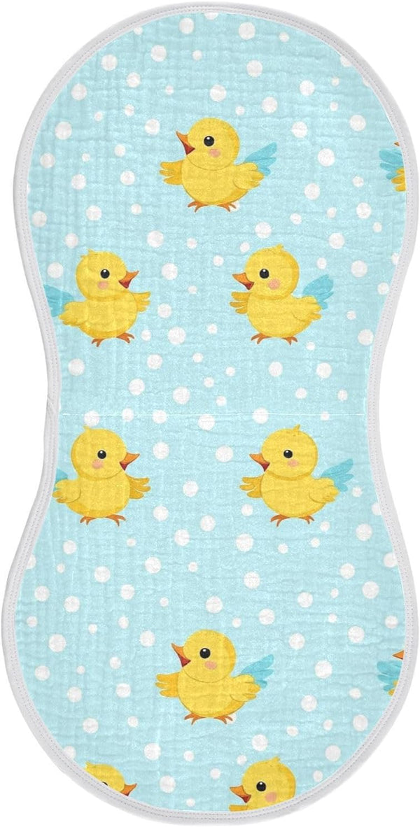 tplaotee White Polka Dots Cartoon Yellow Chicks Cotton Neutral Burp Cloths Breathable Baby