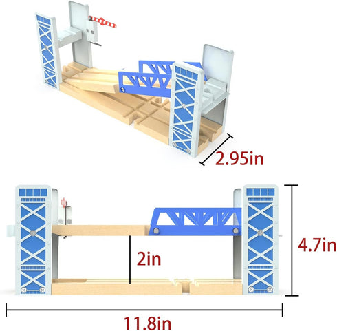 Set 2-Level Z MAYABBO Wooden Train Accessories Wood Railway Bridge for Railroad Tracks, Overpass Compatible for All