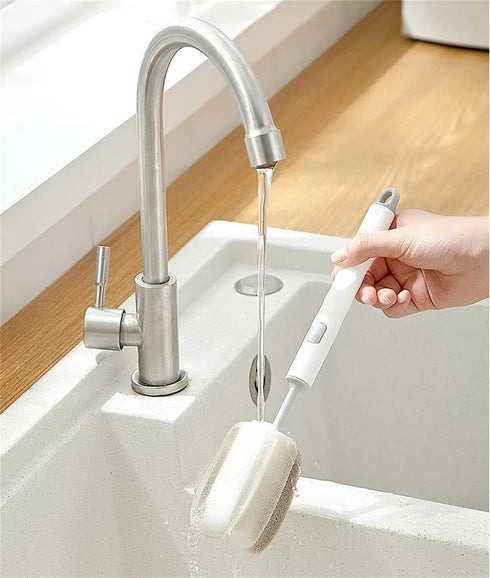 SHUILING 2pcs Set head-4pcs) Brush Cleaning Detachable Sponge Cleaning Brush Non Scratch Glassware Bottle Washing