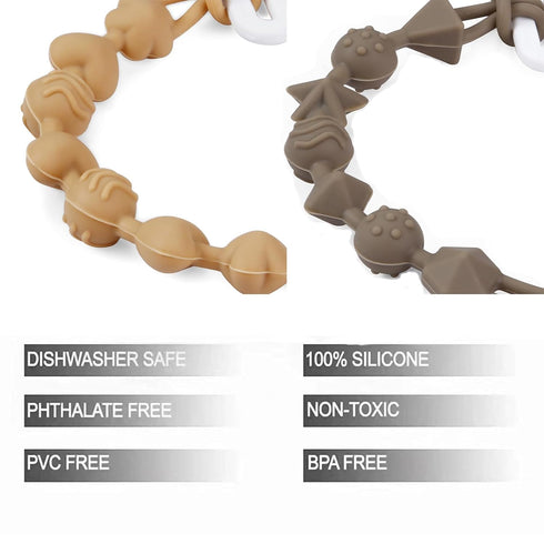 PandaEar 5 Pack Silicone Pacifier Clips, One Piece Design for Baby Boys & Girls, Teething Toys Holder