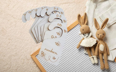 Lemon Shane Closet Closet Closet Baby Size Dividers, Double-Sided Wood Baby Organizer Hanging Baby Clothes Dividers