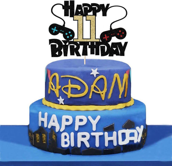 Video Game Happy 11th Birthday Cake Topper for Kids Game Controllers Decoration Supplies
