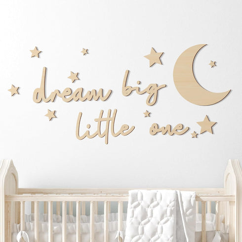 Briwooody 15 Pcs Moon and Stars Nursery Decor Dream Big Little One Wall