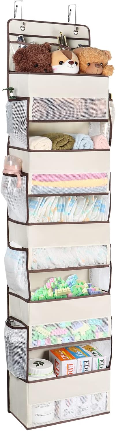 Univivi Over The Door Organizer, Wall Mount Hanging Organizer with Large Compartments and Mesh Side Pockets