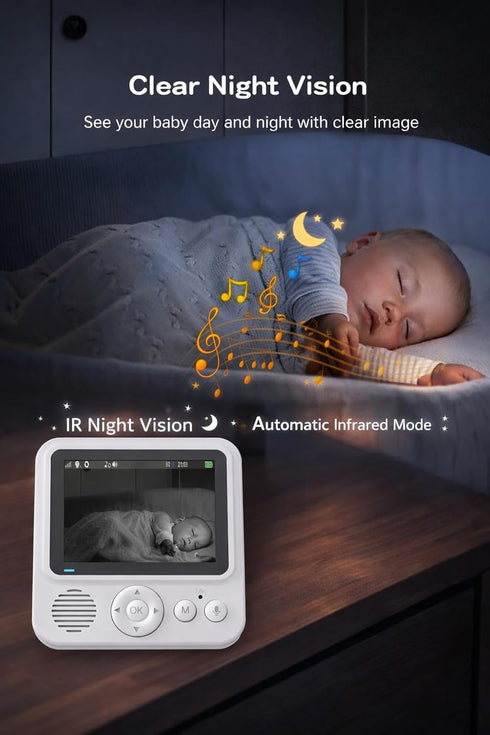 AnKeKe 2.4GHz 2.8'' 2-Way 720p Baby Monitor with Camera and Audio, No WiFi, Video Baby Monitor, Screen, Talk, Night
