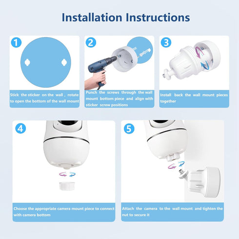 Derebir HB6550/HB6560/HB65/HB66/HB6339, 1/4 Adjustable Baby Monitor Wall Mount Compatible with Hellobaby, iFamily