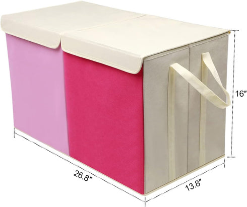 Toy Box Chest, Collapsible Sturdy Storage Bins with Lids, Extra Large Kids Toy Storage Organizer for Playroom, Pink