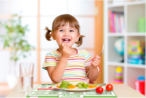 Merka Kids Placemat for Dining Table, 4 Pack Educational Placemats, Silicone Reusable & Wipeable