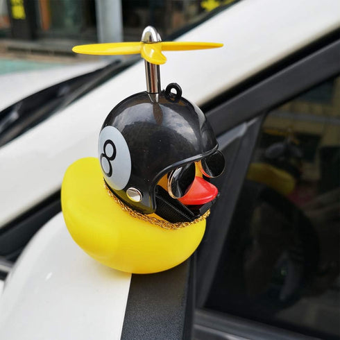 wonuu Rubber Duck Car Decorations - Cute Yellow Duck Dashboard Ornaments with Propeller (W-8&Black)