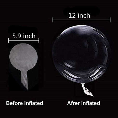 25 PCs Clear Bobo Balloons: 12 inches Transparent Bubble Balloons for Light Up LED, Christmas, Party Events, Weddings