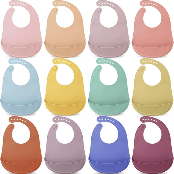 Mepase Silicone Bibs Waterproof Silicone Baby Bibs Soft Adjustable Baby Feeding Unisex