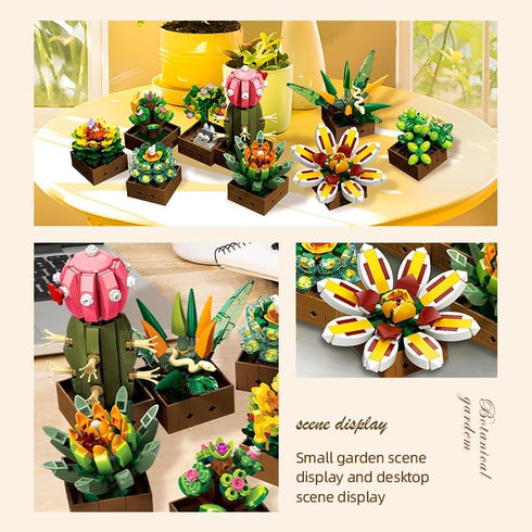 Set, 913 (JJ9037) Flower and Succulent Plant Combination Artificial Plant Building Blocks, Home Office Decoration