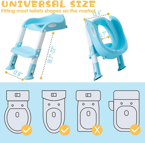 EGREE Potty Training Toilet Chair Seat with Step Stool Ladder for Kids and Toddler Boys Girls - Foldable Height