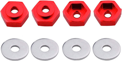 4PCS Aluminum Alloy 12mm Turn 17mm Metal Wheel Rim Hex Adapter Drive Hub Compatible with traxxas Axial RC4WD HPI Himoto HSP Losi Kyosho RC 1/10 On-Road Car Buggy Truck Tires