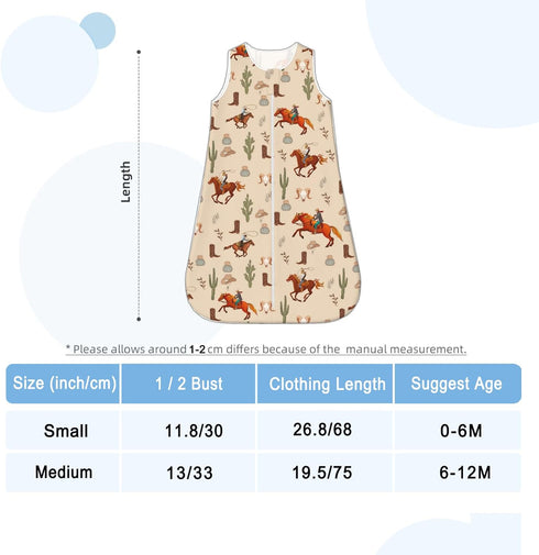 Baby Wearable Blanket, Sleeping Bag Sack, Unisex Baby Stuff, Western, 6-12 Months