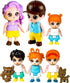 FUNERICA Dollhouse People Figures Playset, Dollhouse Family Little People Figures with Pets, Doll House Accessories