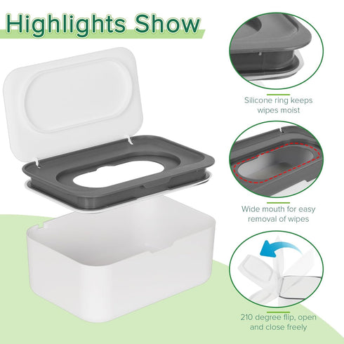 Flenpptly Gray Baby Wipes Holder - Fresh Wipes Dispenser with Easy Access
