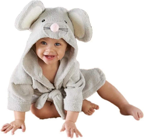 Unisex Infant Hooded Bathrobe Towel for Baby Boys - Ultra Absorbent Terry Fabric