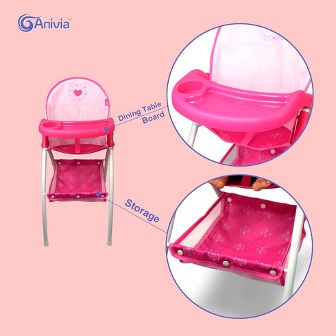 (DH010-PINK) Anivia Baby Doll High Chair, Toy High Chair for Baby Doll