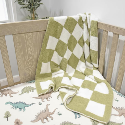 28"x40" L+L USA Checkered Baby Blanket - DreamSoft Knit Throw for Crib, Stroller or Car Seat - Soft Blanket/Newborn