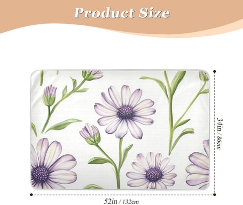 FRODOTGV 52" 34" Light Purple Florals Extra Large Resuable Baby Bed Pad Water Resistant Mattress Pad Non-Slip Pee Mats