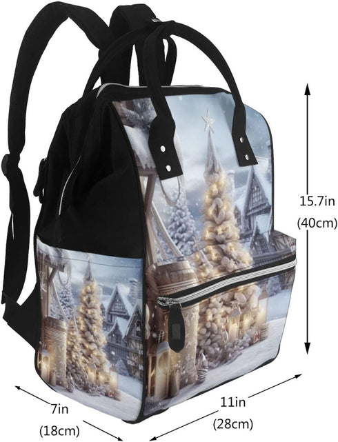 DWVTSLH Backpack Mummy Backpack Christmas Winter Diaper Bag Multifunction Nappy Bags Waterproof Large Capacity Travel