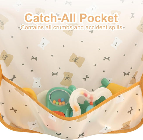 Accmor 5 Pack 6-36 Long Sleeve Bibs, Baby Smock Waterproof Sleeved Bib Smock for Baby Toddler Months