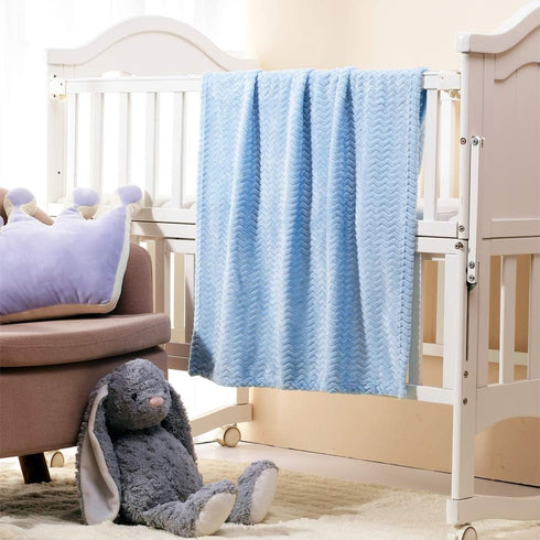 CREVENT 30''X40'' Soft Cozy Warm Baby Blankets - Solid Color for Boys and Girls, Newborn Essentials, Wave Blue