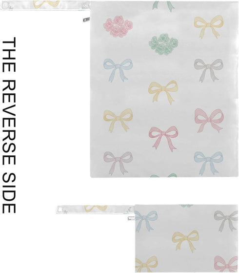 Burbuja 2 Pack, 2 Valentine's Bow Shapes Wet Dry Bags for Baby Cloth Diaper Waterproof Reusable Wet Bag with Zippered