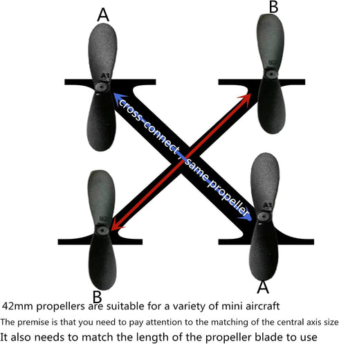 skrnrhrery 0.8 1.0mm, 46/42/37mm (42 mmaxis0.8mm) mini Propeller, Suitable for Small and Medium UAV quadcopters Nylon