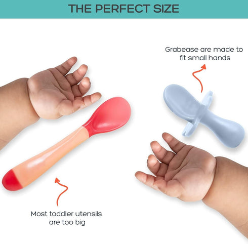 Grabease Baby Feeding Utensils Set, 1 Set, Blue - Self Feeding Baby Fork and Spoon, BPA-Free & Phthalate-Free for Baby