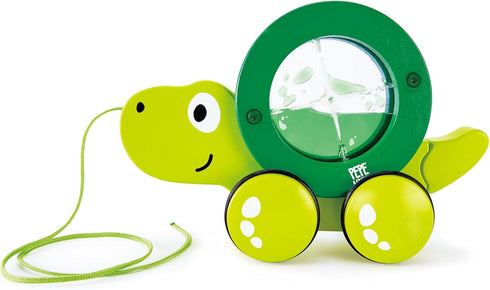 Hape Tito Pull Along | Wooden Turtle with Swirling Shell Pull Toddler