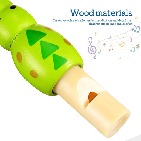 7Pcs Wooden Whistle for Kids - Cute Cartoon Animal Bird Whistle Set, Musical Instrument Early Learning Props