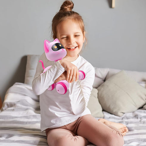 Ysityum Programmable 3+ Remote Control Robot Cat Toy - RC Robotic Cat for Kids, Interactive Smart Robot Pet with Light