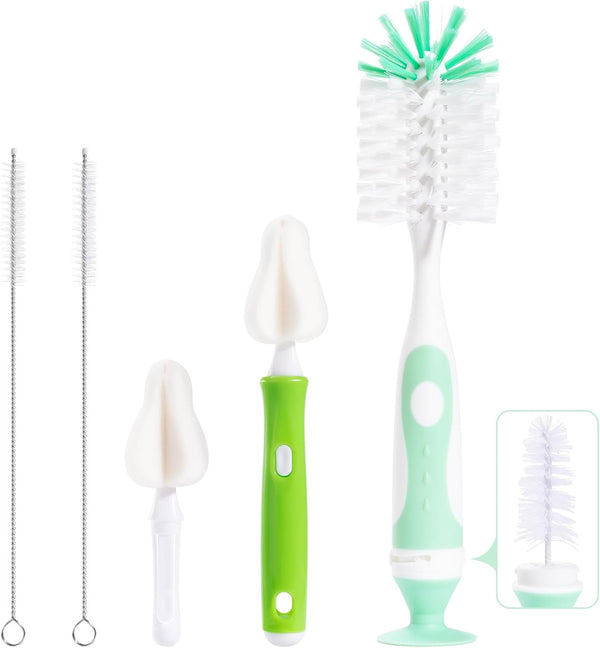 Gindasilva Baby Bottle Brush with One Base Hidden Nylon Nipple Cleaner, Stand Suction