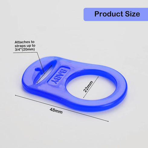 5 Pack Clean Pacifier Clip Silicone Adapter Holder Rings for Pacifier (Food Grade, Blue)