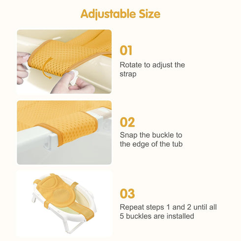 0-12 Colorlife Baby Bath Seat Support Net Infant Bathing Seat Support Mat, Adjustable Comfortable Non-Slip Five-Pointed