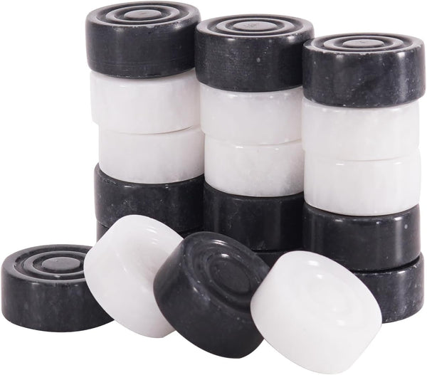 Radicaln Marble Black & White Big Board Games, Complete Checker Figures for 15 Inches Checkers Board